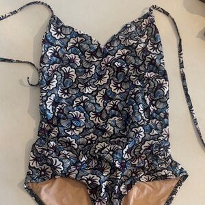 J. Crew Floral One Piece Swimsuit - Blue and White size 8